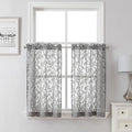 Lecloud Leia Charcoal Grey Sheer Kitchen Curtains 36 Inch Length 2 Panels by Lecloud