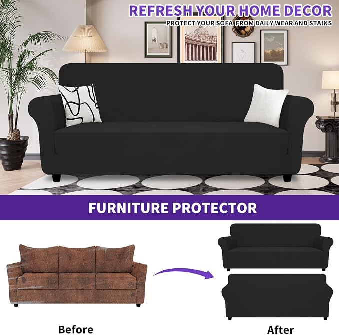 ZNSAYOTX Super Stretch Sofa Cover, New Striped Sofa Covers Fitted Slipcovers - Image 2