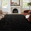 5x7 Ft Shag Black Rug for Bedroom, Tie Dyed Ultra Soft Fluffy Furry Area Rugs by Cuzwlovita