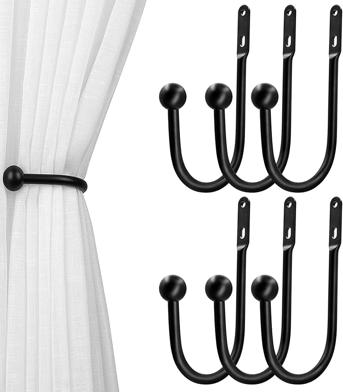VRSS Wall Mount Curtain Tiebacks Drapery Holdbacks Curtain Holdback Hooks 6" L by VRSS