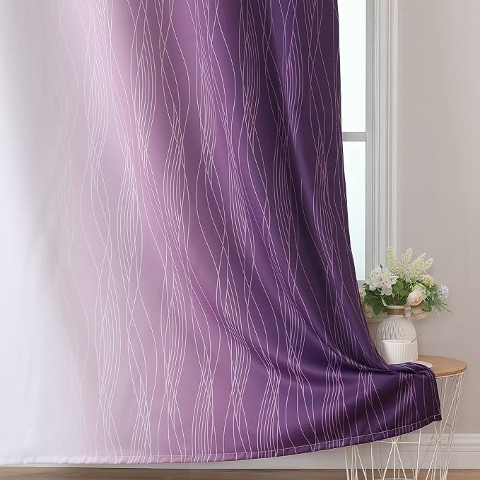 Estelar Textiler Purple and Greyish White Ombre Blackout Curtains 54 Inch - Image 6