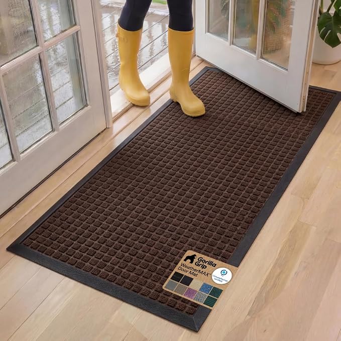 GORILLA GRIP 100% Waterproof All-Season WeatherMAX Doormat, US Designed Natural by GorillaGrip