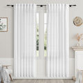 Nanspring White Linen Back Tab Curtains 85 Inch Length by Nanspring