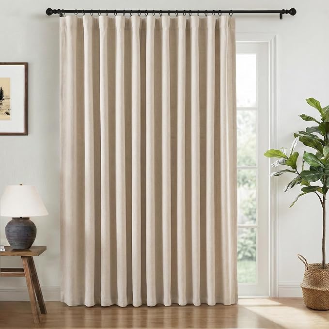 INOVADAY Linen Textured 100% Blackout Sliding Door Curtains 102x108 Oatmeal | 1 by INOVADAY