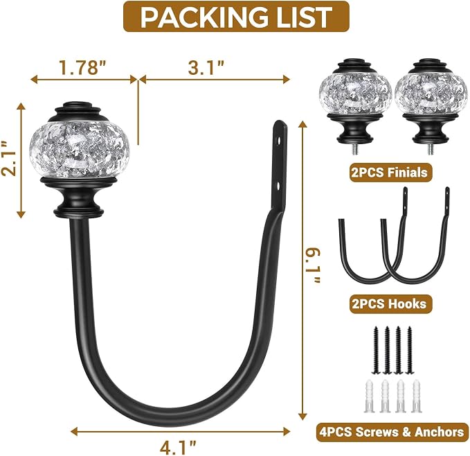 2 Pack Black Curtain Holdbacks, USFOOK Decorative Drapery Tiebacks, Curtain Tie - Image 8