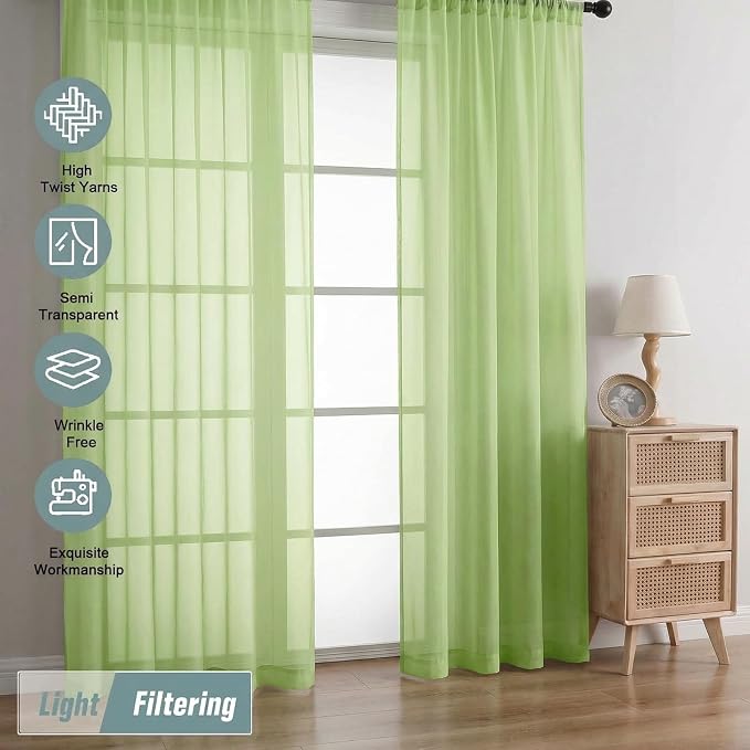 Sheer Curtains 84 Inches Long 2 Panels, Elegant Airy Transparent Light - Image 6