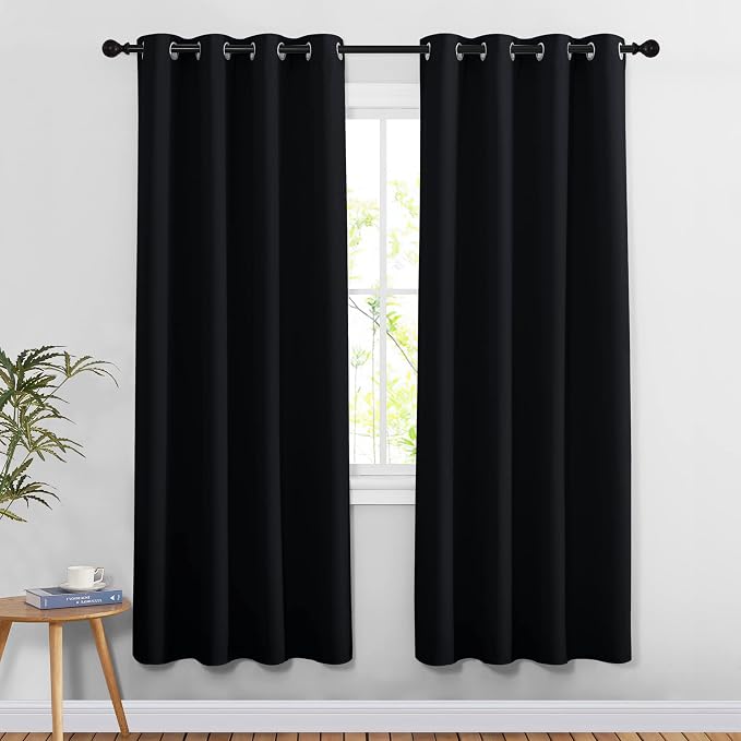 NICETOWN Black Blackout Curtains 78 inches Long 2 Panels Burg by NICETOWN