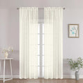 Chyhomenyc Ivory Sheer Curtains 90 Inch Length 2 Panels Set, Light Filtering by Chyhomenyc