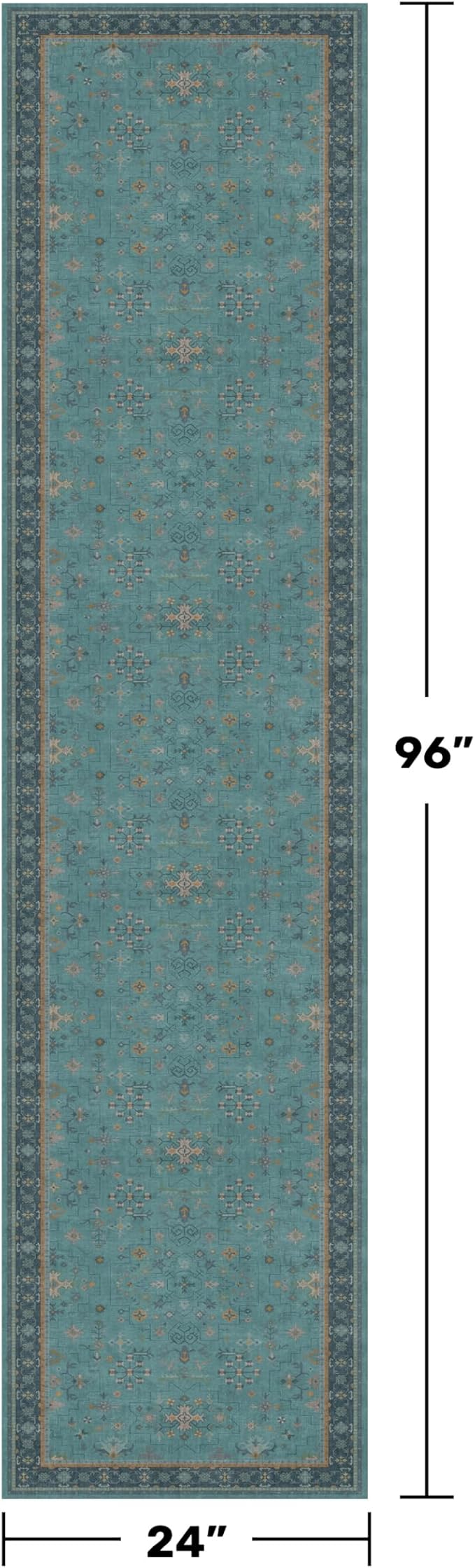 Boho 2x8 Non Slip Kitchen Runner Rugs -Machine Washable Non Skid Vintage Carpet - Image 2