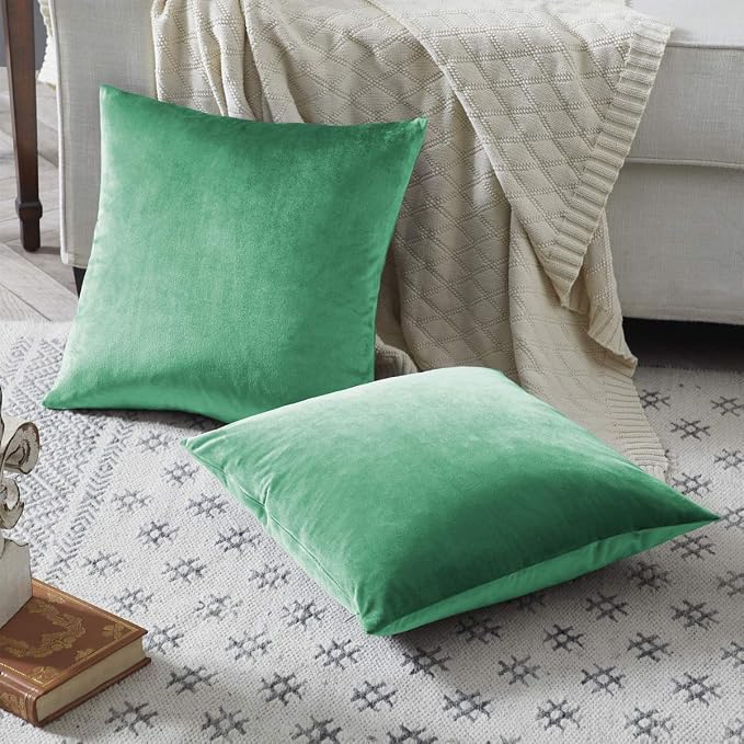 GIGIZAZA Mint Turquoise Velvet Decorative Throw Pillow Covers - Image 5