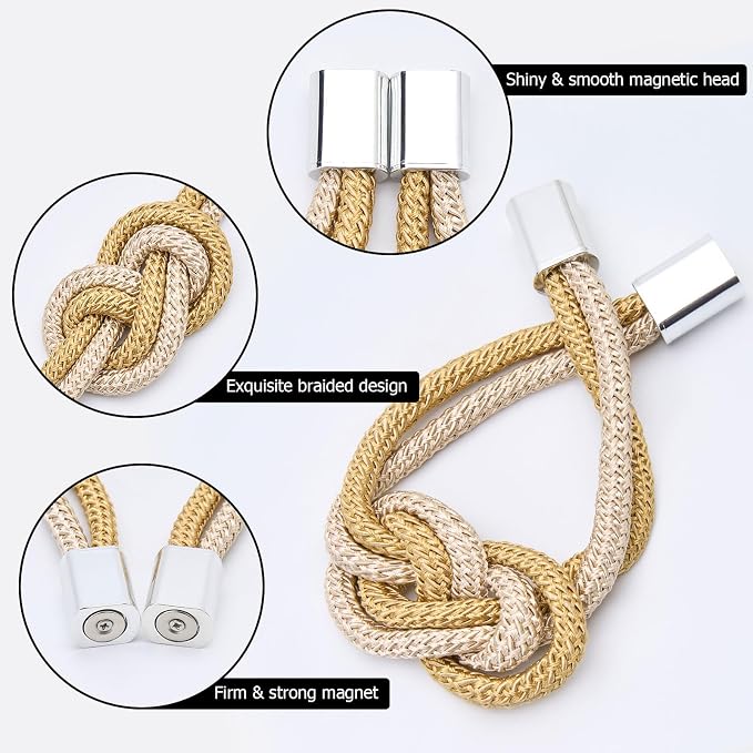 NICEEC 4 Pack Mini Magnetic Curtain Tiebacks Nordic Simple Style Drape Tie - Image 3