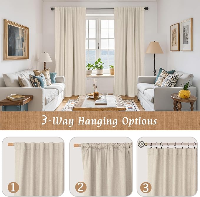 54 Inch Linen Full Blackout Window Curtains - Image 9
