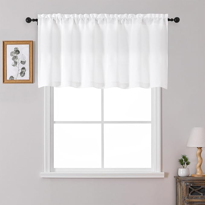 OWENIE White Valances for Windows 1 Pcs 24 Inch Length, Light Filtering by OWENIE