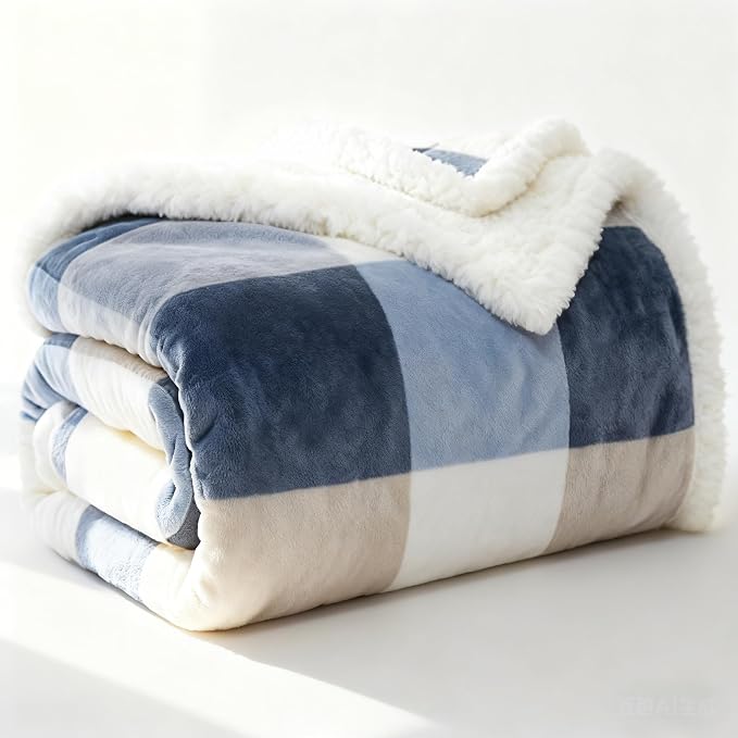 PU MEI Sherpa Throw Blanket for Couch Sofa 50“*60”-Fuzzy Soft Cozy Fleece Thick - Image 3