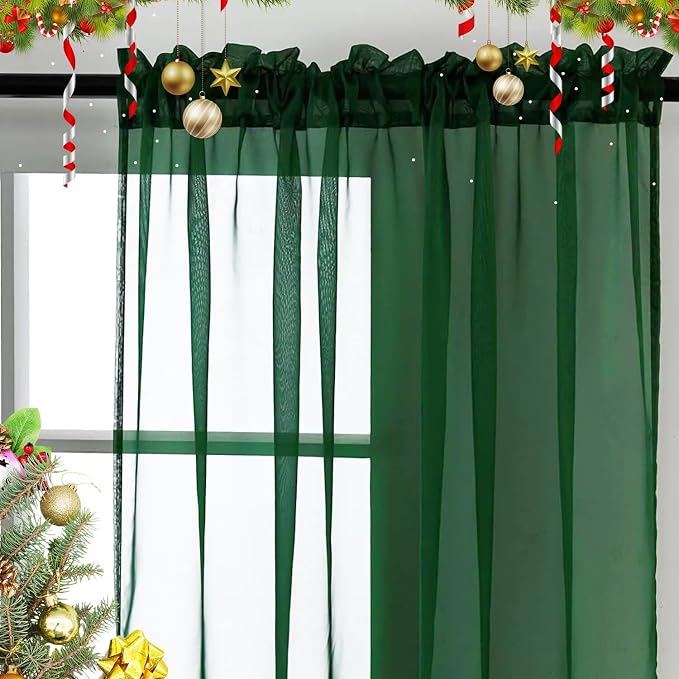 SpaceDresser Sheer Voile Window Treatment Rod Pocket Curtain Panels - Image 3