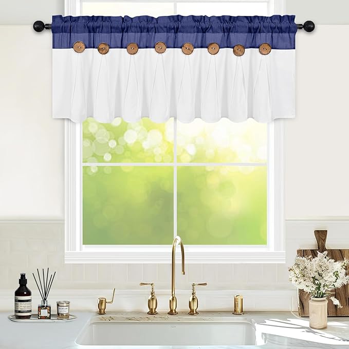 FRAMICS Farmhouse Valance Curtains, Boho Cotton Linen Kitchen Valances - Image 3