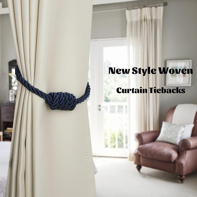BEL AVENIR Magnetic Curtain Tiebacks, Decorative Drapery Holdbacks Modern Woven - Image 6