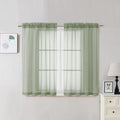 OVZME 2 Panels Window Sage Green Sheer Curtains 42" x 45" Inches by OVZME