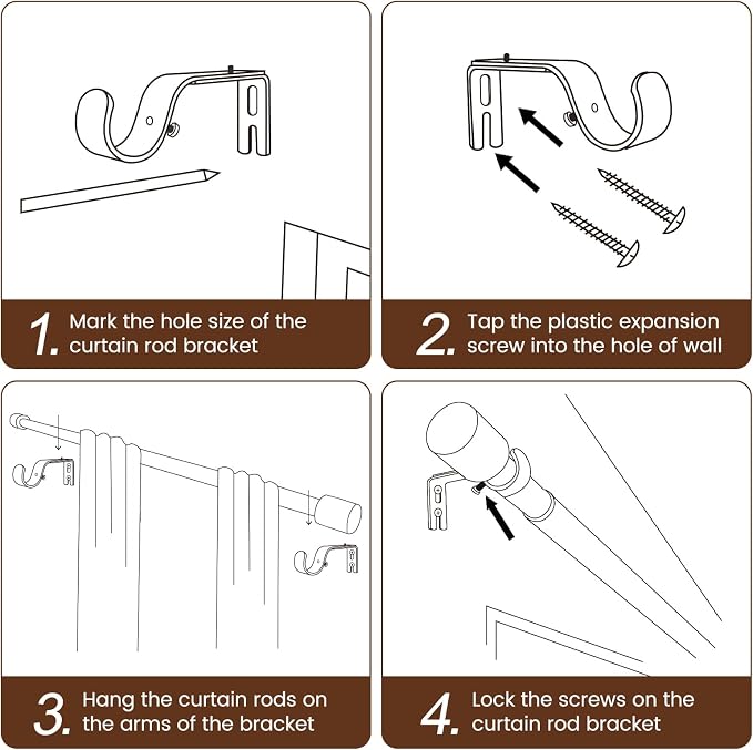 1” Diameter Silver Curtain Rod Itself is 30-60 inch 1 Pack, Fit 30 to 54 Windows - Image 5