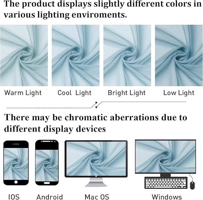 Lecloud Sky Blue Sheer Curtains 78 Inches Long 2 Panels, Light Filtering Voile - Image 6