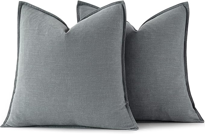 MIULEE Decorative Linen Pillow Covers 20x20 Inch Gray | Boho Farmhouse​ - Image 6