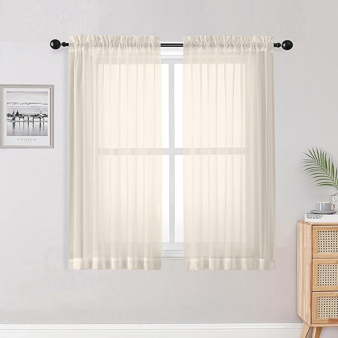 OWENIE Sheer Curtains 54 inches Long 2 Panles by OWENIE