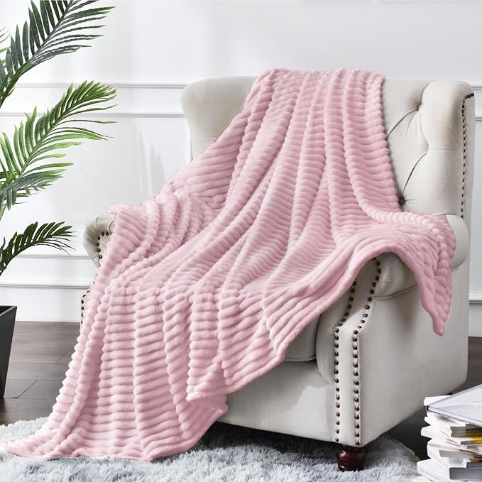 BEDELITE Fleece Blanket Twin Size – 3D Ribbed Jacquard Soft and Warm Decorative - Image 2
