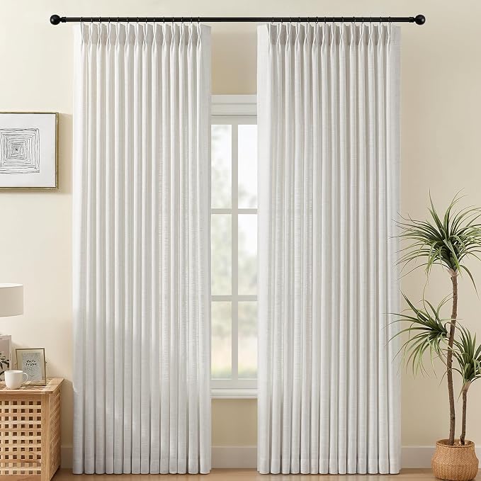Pinch Pleated Sheer Curtains 84 Inches Long by IVAPUPU