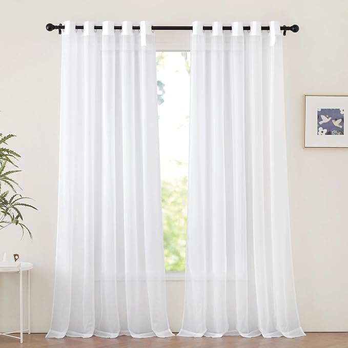 NICETOWN White Sheer Sliding Door Curtains 90 inches Long by NICETOWN