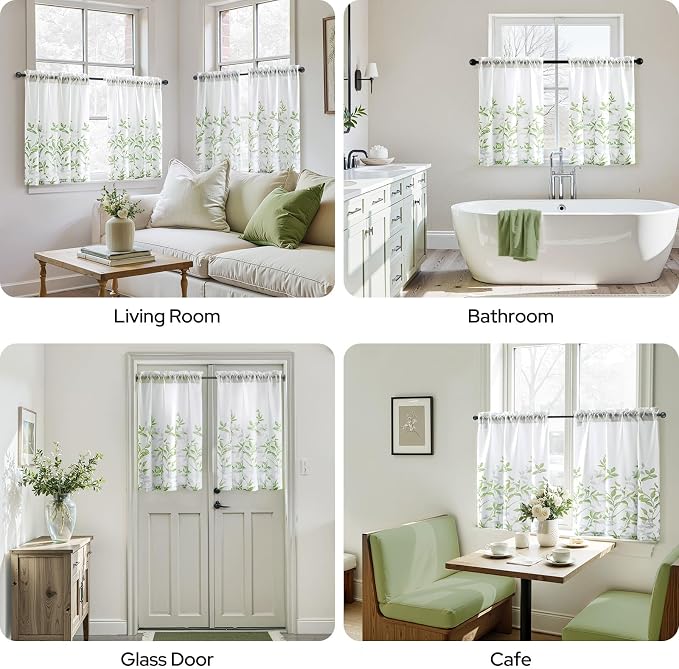 HOMEIDEAS Kitchen Curtains, Short Non-See-Through Privacy 30X36 Inch Length - Image 2