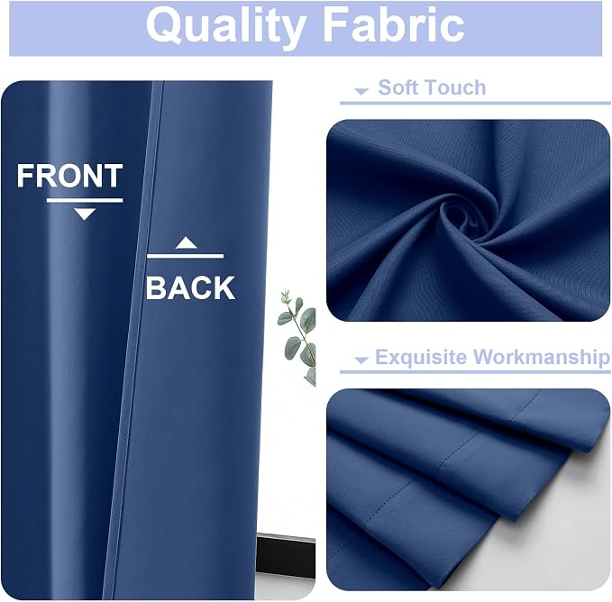 Simplebrand Ava Royal Blue Short 36 Inches Blackout Curtain 2 Panels Set - Image 3