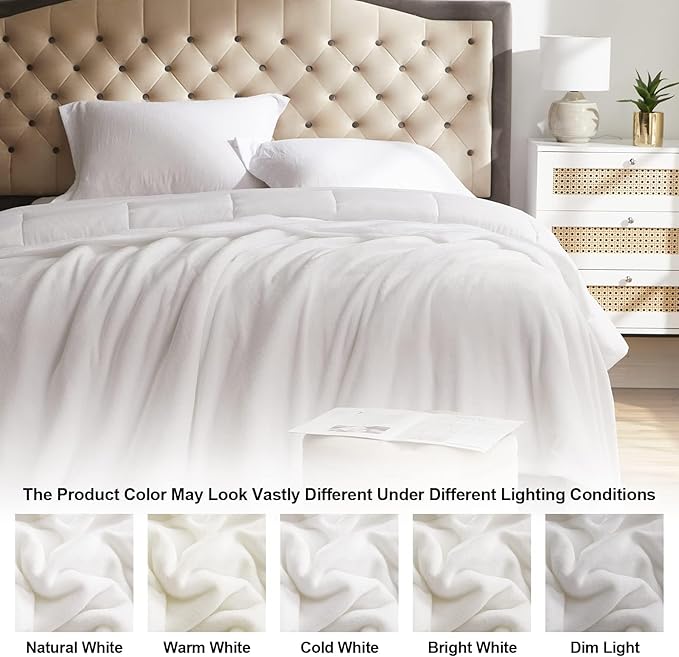 KMUSET Fleece Blanket White Queen Size Lightweight Cozy Plush Microfiber Bed - Image 6