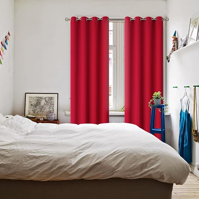 BGment Red Blackout Curtains 72 Inch Length 2 Panels Set, Grommet Thermal - Image 2