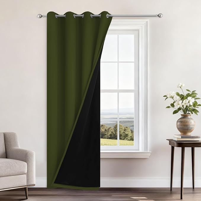 Yakamok 100% Blackout Curtains 96 Inches Long, 2 Thick Layers Heat and Full by Yakamok