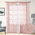 HOMEIDEAS Blush Pink Floral Sheer Curtains 84 Inches Long 2 Panels Embroidered by HOMEIDEAS