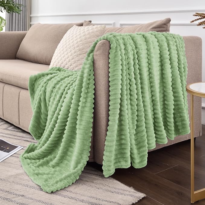 BEDELITE Fleece Throw Blanket for Couch – 3D Ribbed Jacquard Soft and Warm - Image 8