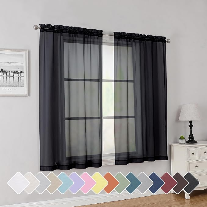 Simplebrand Rod Pocket Top Solid Voile Sheer Curtains by Simplebrand
