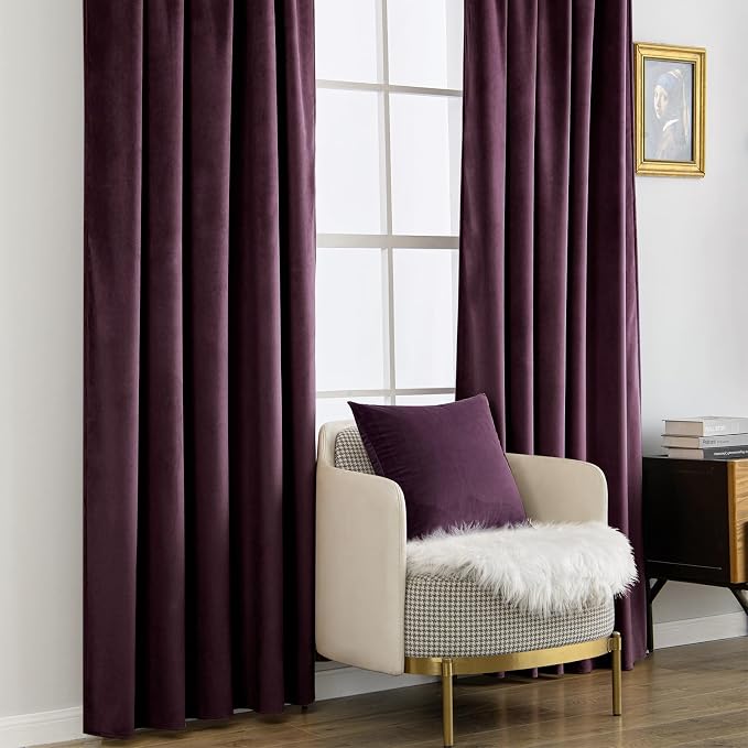 MIULEE Dark Purple Velvet Curtains 90 inches - Image 7