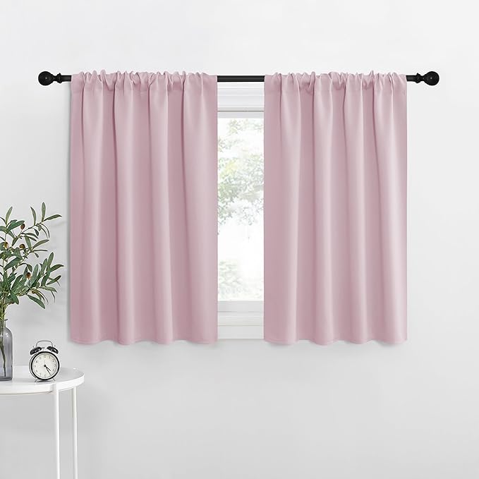 NICETOWN RV Blackout Curtains for Camper Windows, Baby Pink, Short Blackout by NICETOWN