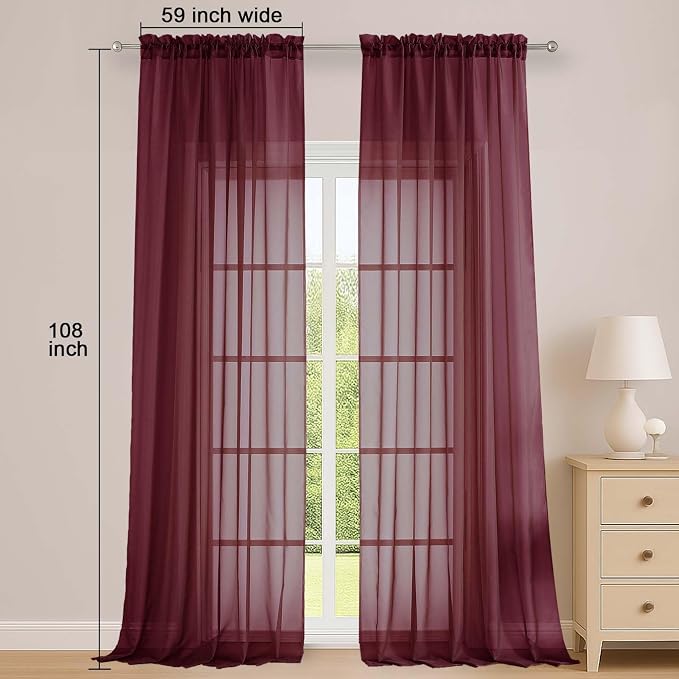 OWENIE Sheer Curtains 2 Panels Set - Image 3
