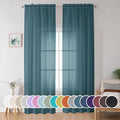 OWENIE Dusty Blue Sheer Curtains 90 Inches Long 2 Panels Set by OWENIE