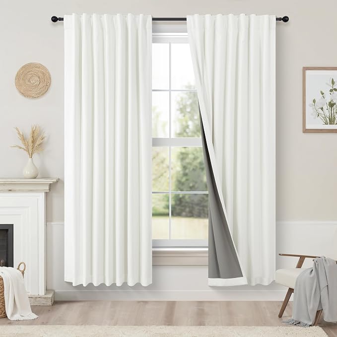 Pitalk Bedroom Blackout Curtains 63 Inches Long 2 Panel Thermal Curtain by Pitalk