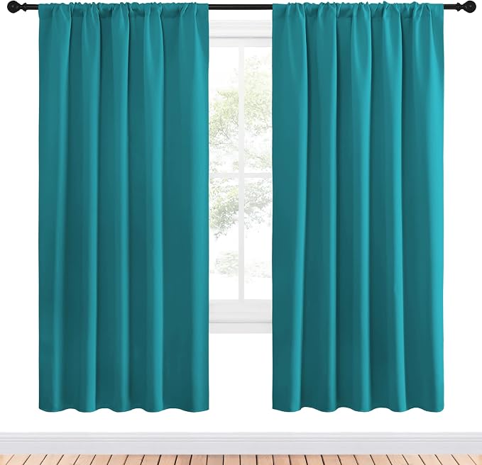 NICETOWN Peacock Blue Blackout Curtains Panels - Image 2