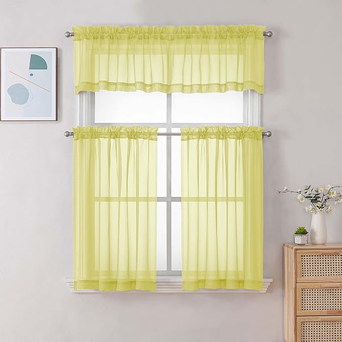 Chyhomenyc Sheer Curtains 36 inch Length 2 Panels Set, Light Filtering Voile - Image 2
