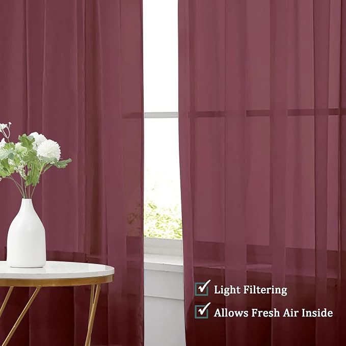 Chyhomenyc Burgundy Sheer Valances - Image 3