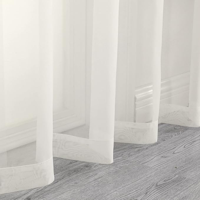 OWENIE Extra Long Sheer Curtains 120 Inches Long, Sheer Curtain, Voile Rod - Image 5