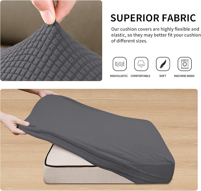 Easy-Going Stretch 3 Pieces Couch Cushion Covers - Image 4