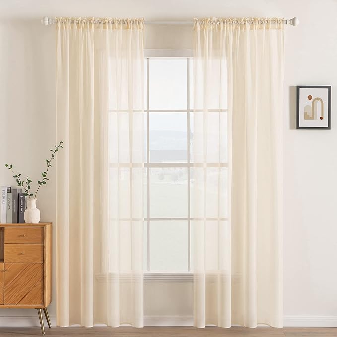 MIULEE 2 Panels Solid Color Sheer Window Curtains Elegant Window Voile by MIULEE