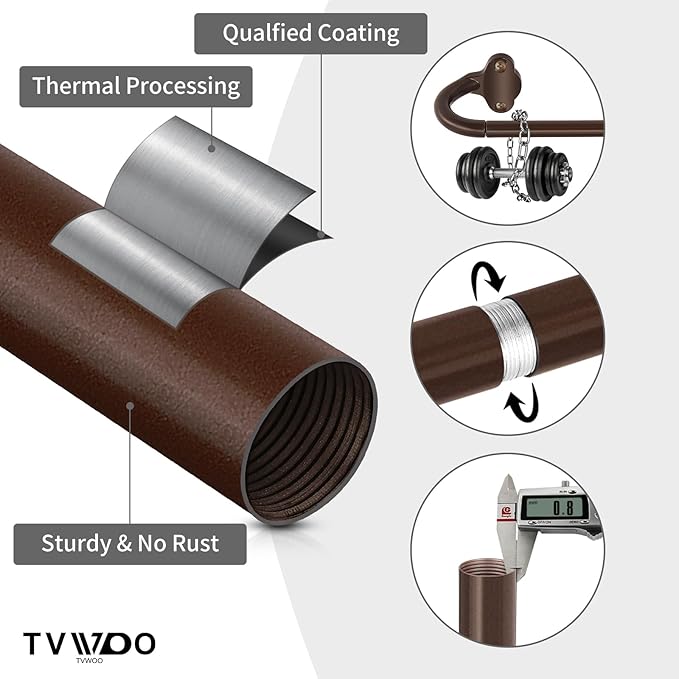 TVWOO Bronze Wrap Around Curtain Rods:5/8 Inch Blackout Adjustable Window - Image 4