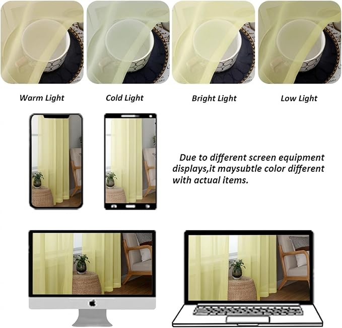 Chyhomenyc Sheer Curtains 45 Inch Long 2 Panels - Image 4